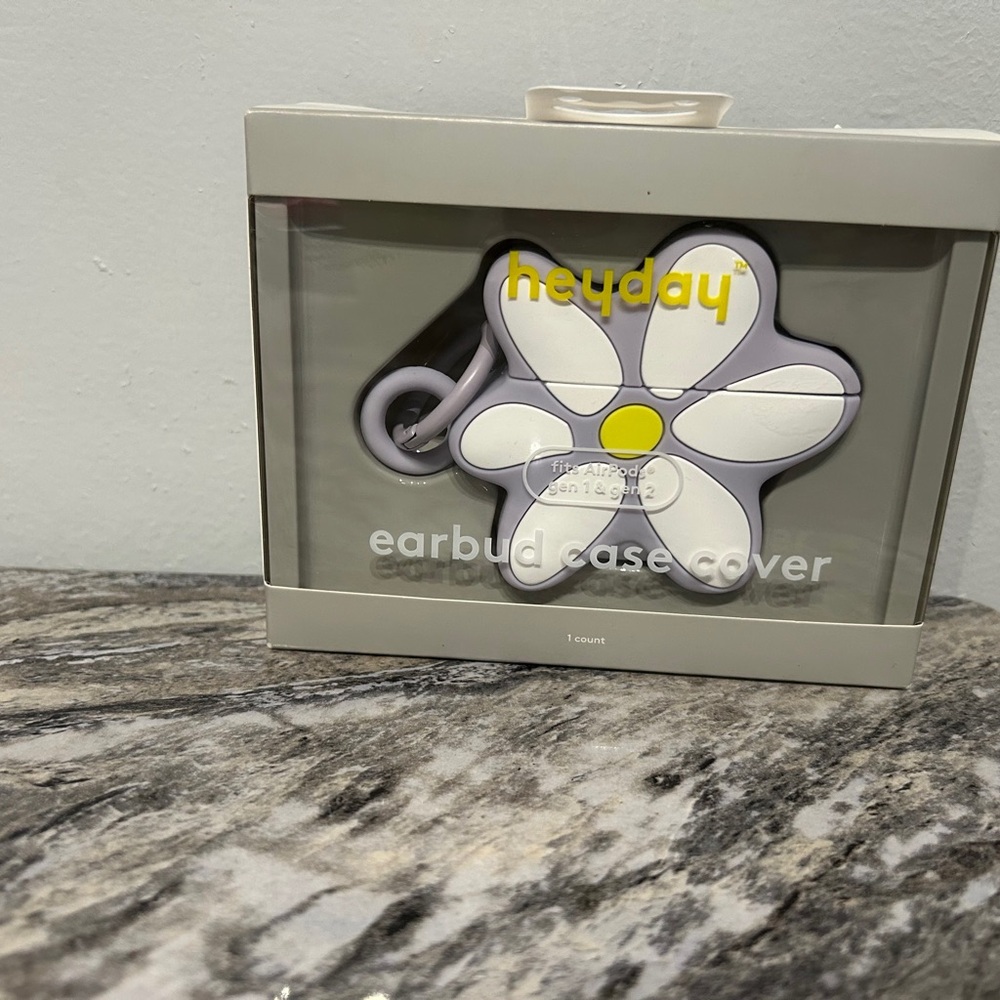 Heyday Daisy Earbud Case with White and Yellow Design fits AirPods Gen  1 & 2